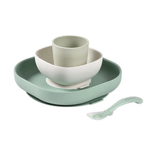 Load image into Gallery viewer, Coffret repas silicone 4 pièces - Vert sauge / Vert de gris