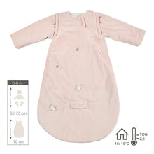Load image into Gallery viewer, FanFan Gigoteuse bébé 70 cm – Gigoteuse en velours rose avec manches amovibles
