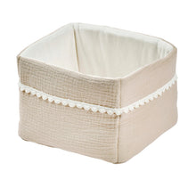 Load image into Gallery viewer, FanFan Panier de soin sable 20x20 cm – Panier de rangement bébé – Coton tétra – Accessoire bébé
