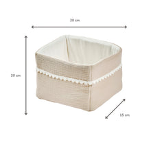 Load image into Gallery viewer, FanFan Panier de soin sable 20x20 cm – Panier de rangement bébé – Coton tétra – Accessoire bébé
