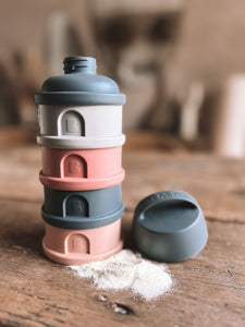 Boîte doseuse de lait 4 compartiments empilables Gris/Rose
