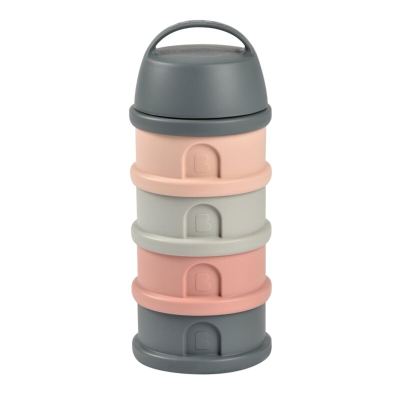 Boîte doseuse de lait 4 compartiments empilables Gris/Rose