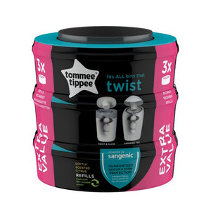 TOMMEE TIPPEE Poubelle à couches Twist & Click, Starter Pack, Blanc, + 6  recharges